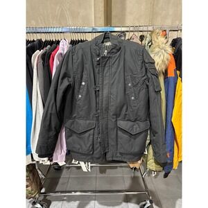 US Army Licensed Mens Field Jacket Black Quilted Lined Utility Coat Large